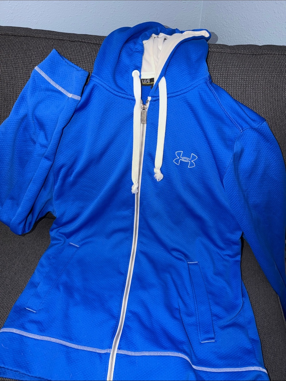Under Armour Royal Blue Full-Zip Hoodie with White Accents